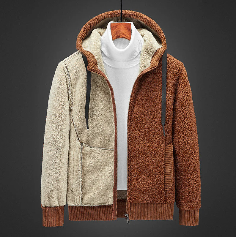 Warm gefütterter Herren-hoodie mit reißverschluss