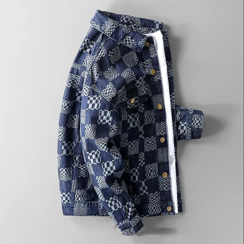 Modische karierte Jeansjacke für Herren
