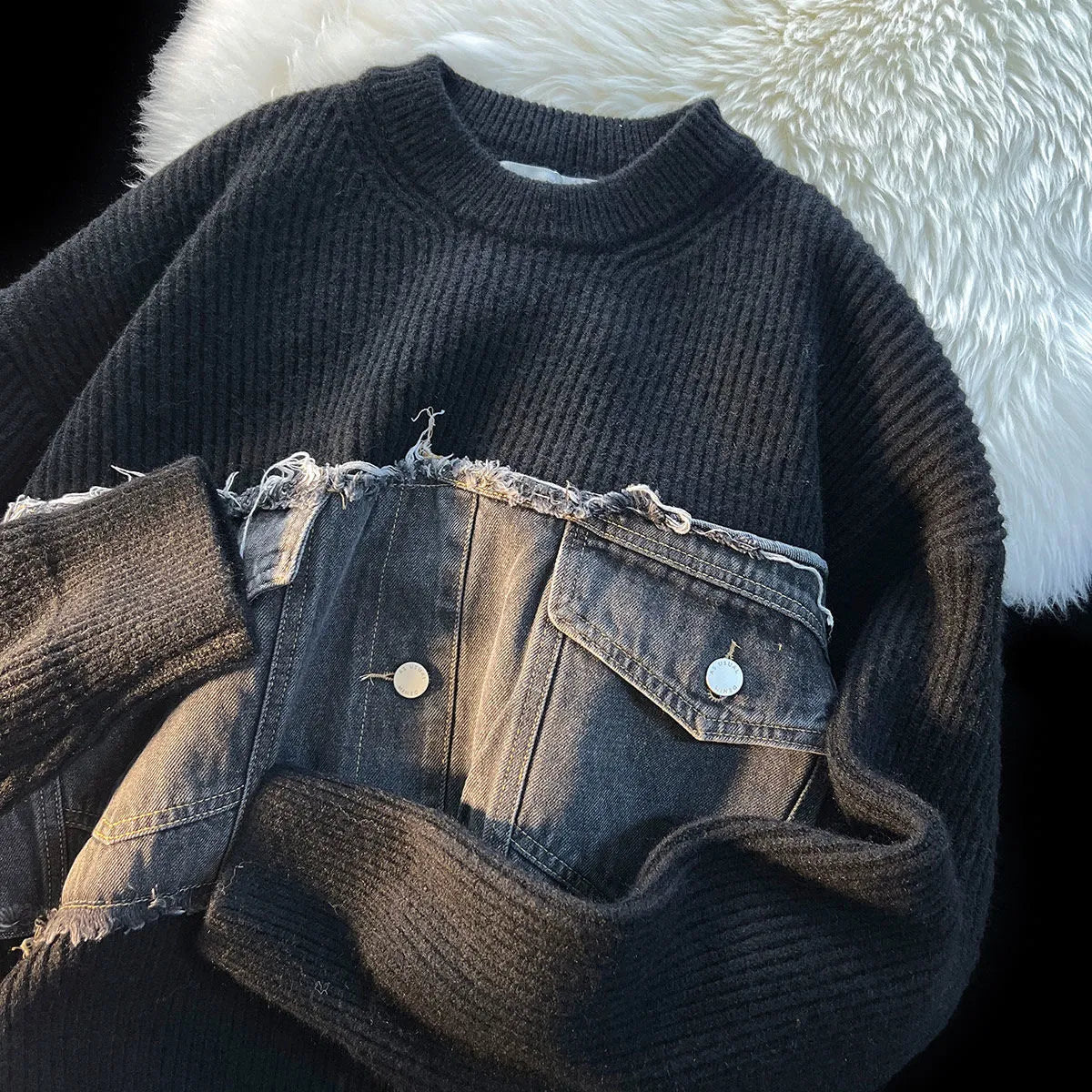 Nora - Patchwork-Denim-Pullover