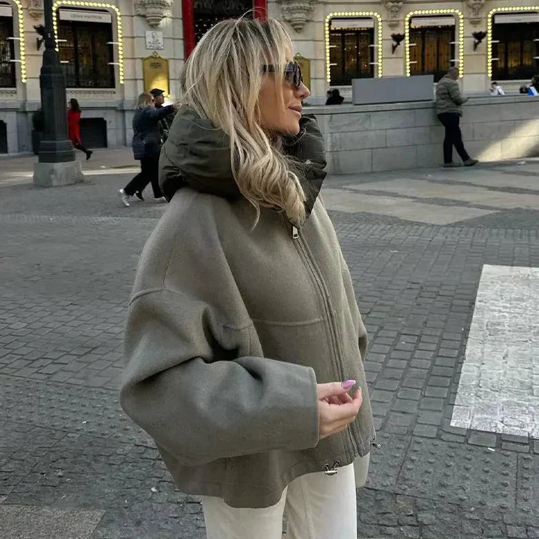 Anniken - Stilvoller Army-Grüner Lässiger Hoodie für Damen