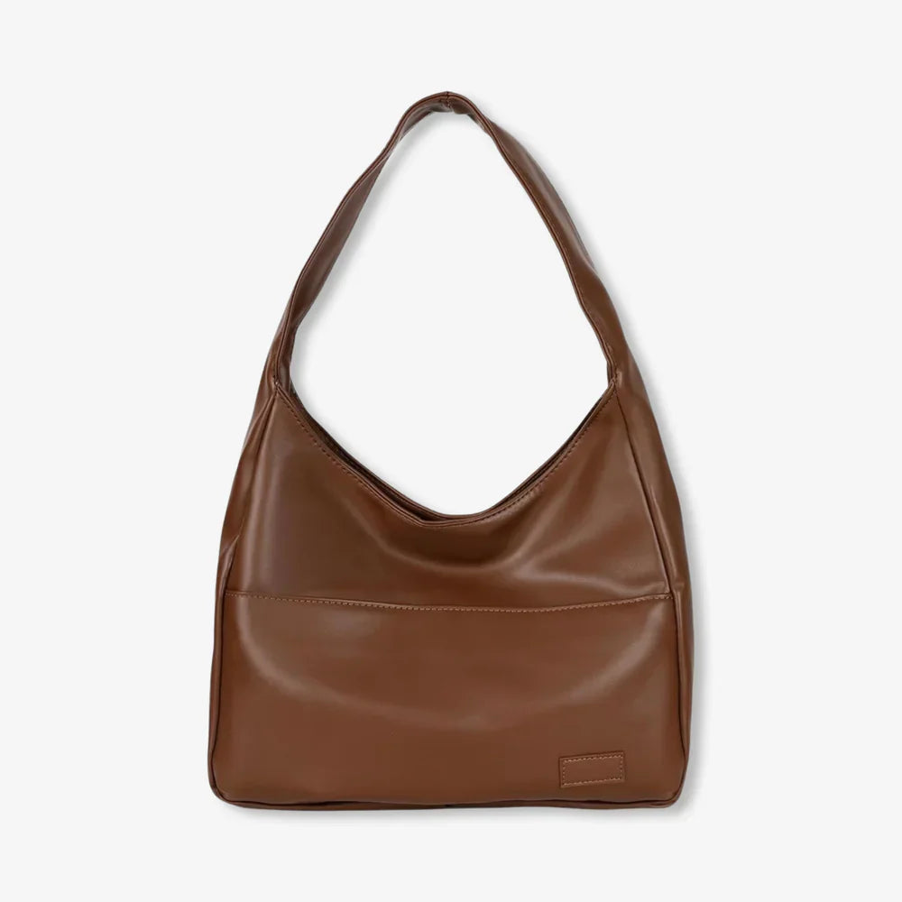 Damen Vintage Leder Umhängetasche mit Reißverschluss | Handtasche Ledertasche - Schwarz/Weiß/Braun