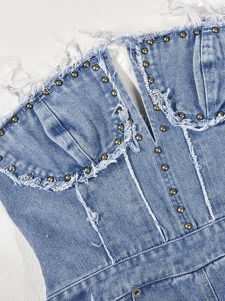 Douce – Denim-Overall mit offener Schulter für Damen