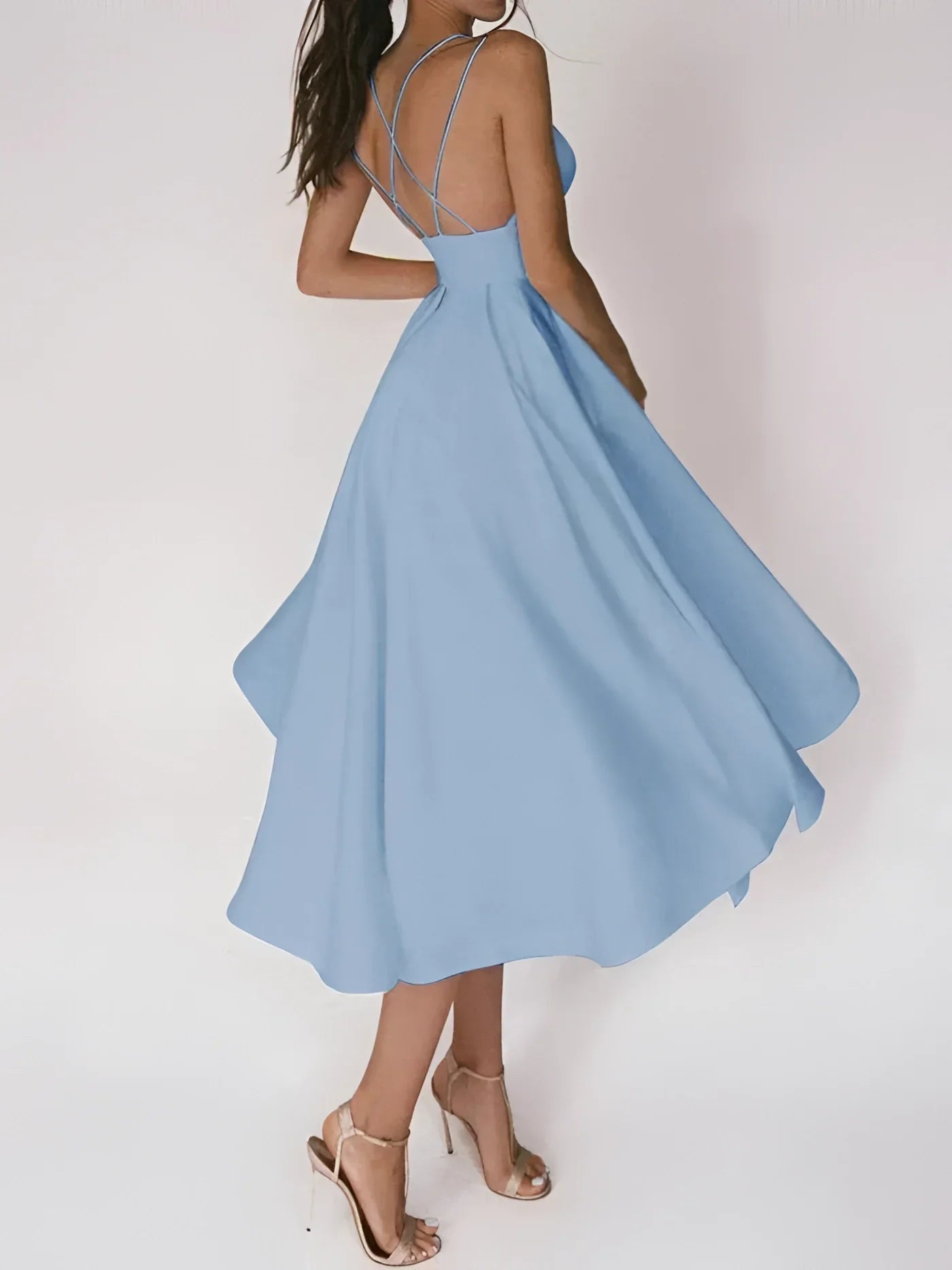 Midi-Kleid mit Überkreuztem Rücken