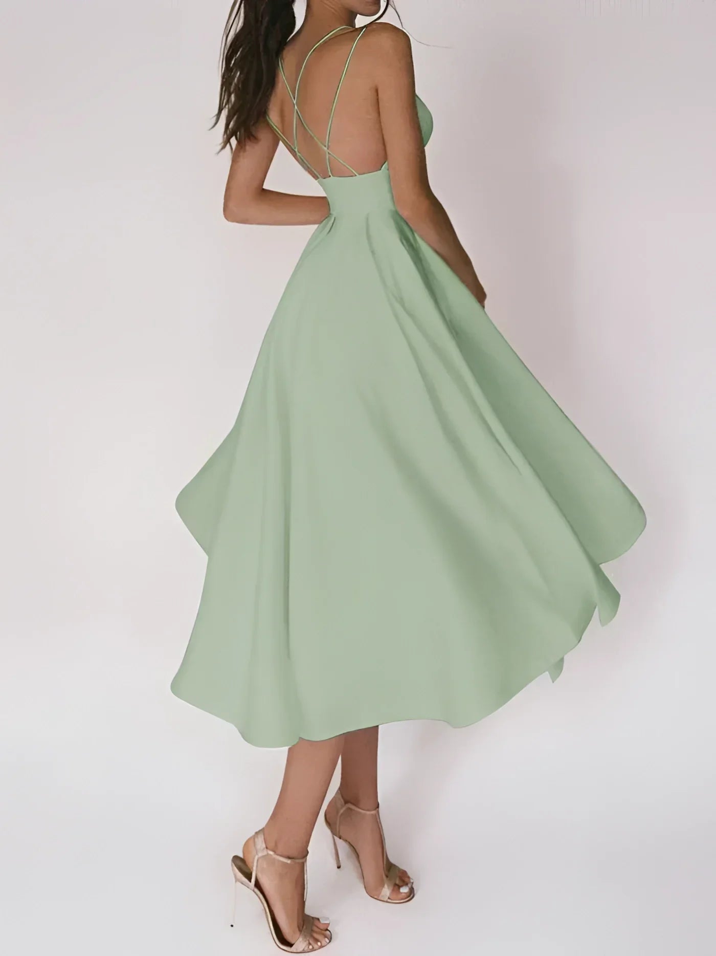 Midi-Kleid mit Überkreuztem Rücken