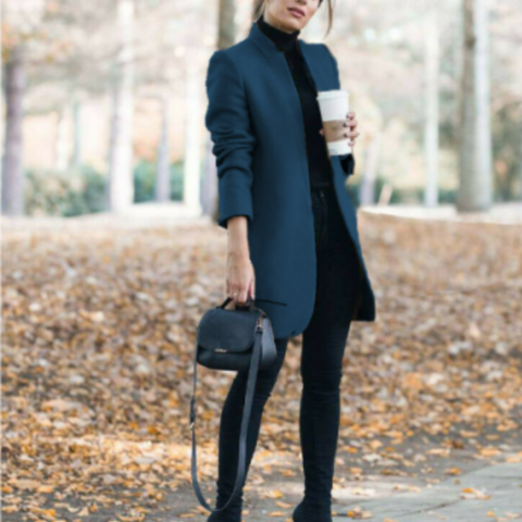Sanie | Damen Eleganter Stehkragen Wintermantel | Lang