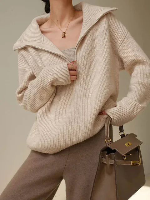 Whitney | Warm Zip Closure Damen Rollkragenpullover