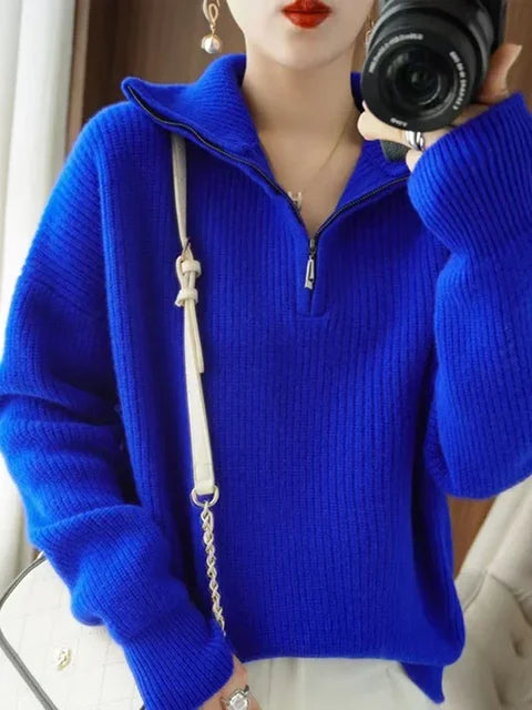 Whitney | Warm Zip Closure Damen Rollkragenpullover