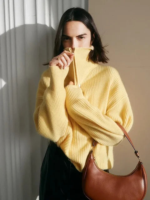 Whitney | Warm Zip Closure Damen Rollkragenpullover