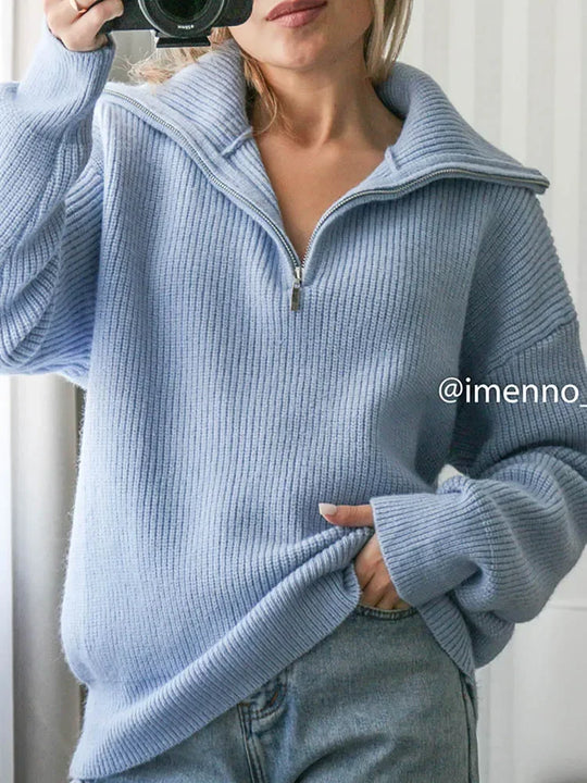 Whitney | Warm Zip Closure Damen Rollkragenpullover