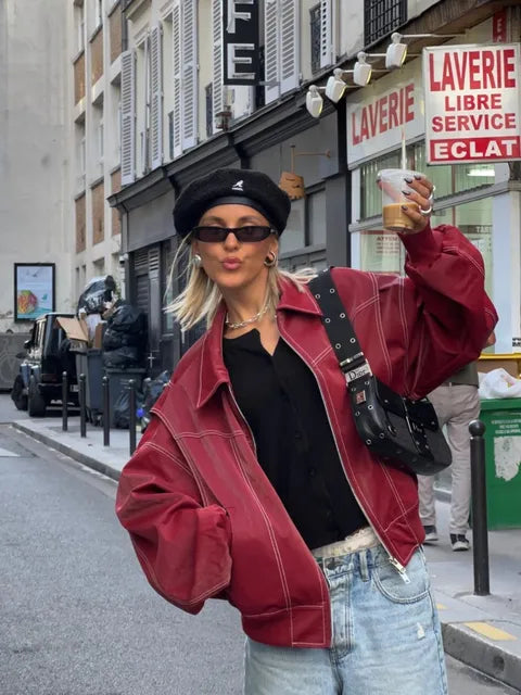 Elegante Damen Jacke in Weinrot