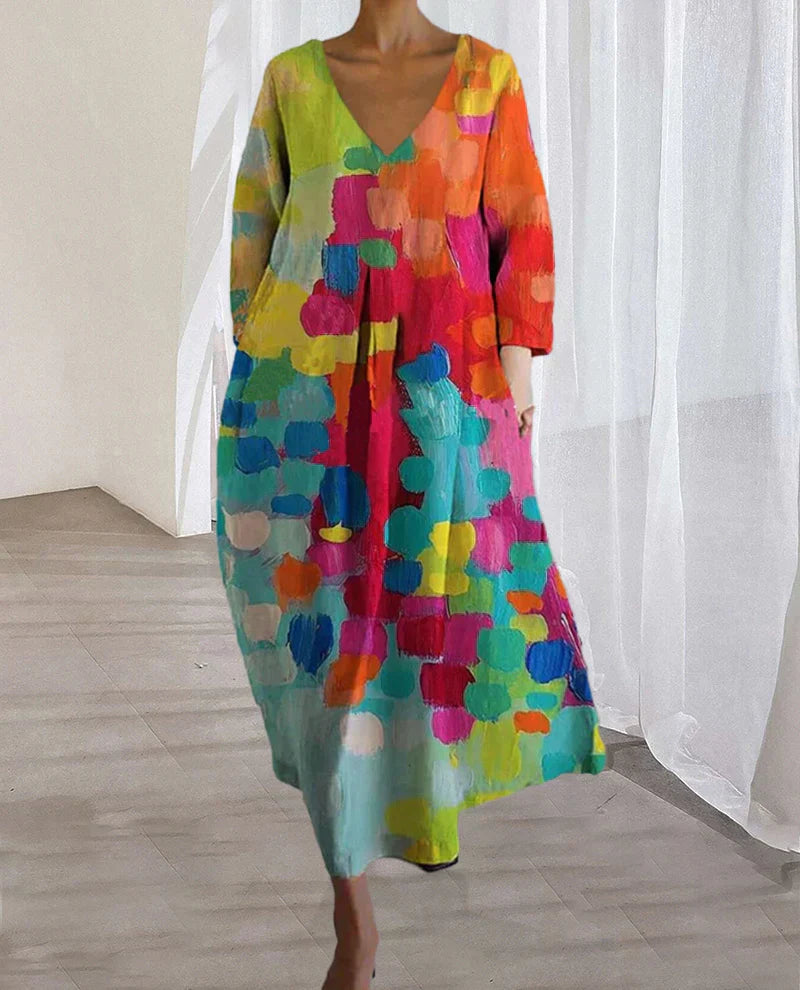 Buntes bedrucktes Kleid für Damen