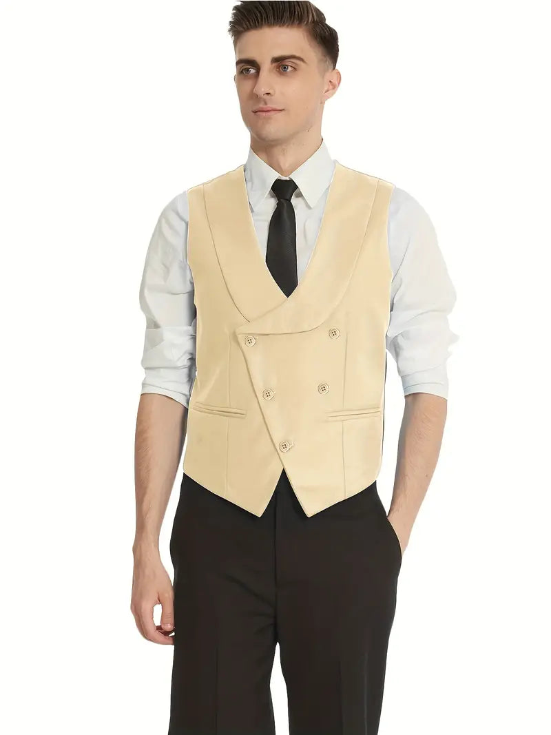 Formales 3-teiliges Anzug-Set Jacke, Weste mit schrägem Revers, Hose