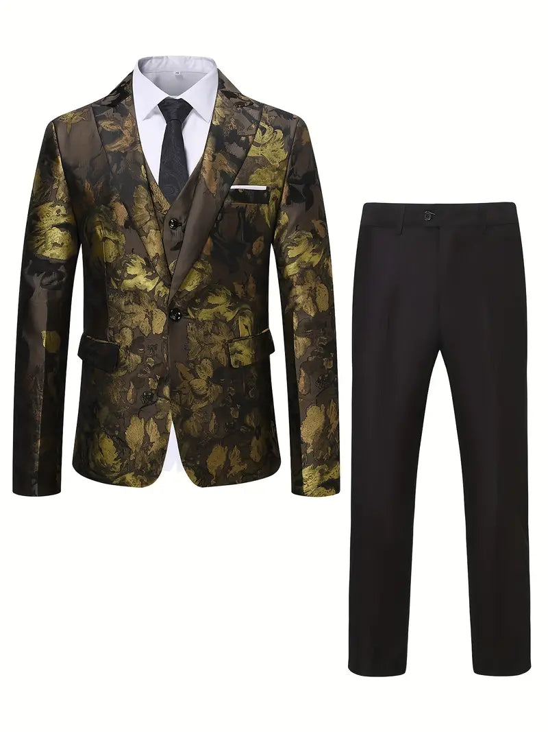 Dreiteiliges Jacquard-Kleid Anzug Set