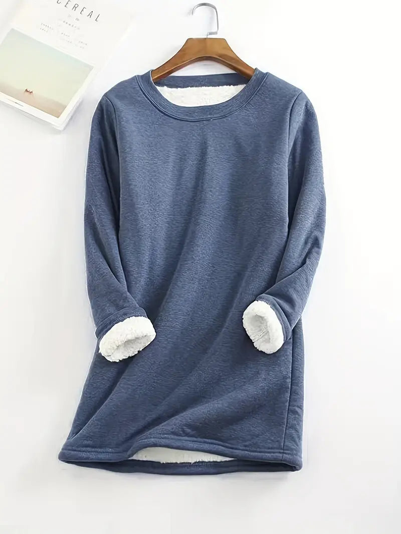 Aria - Bequemes lässiges hellblaues Fleece-Herbst-Sweatshirt für Frauen