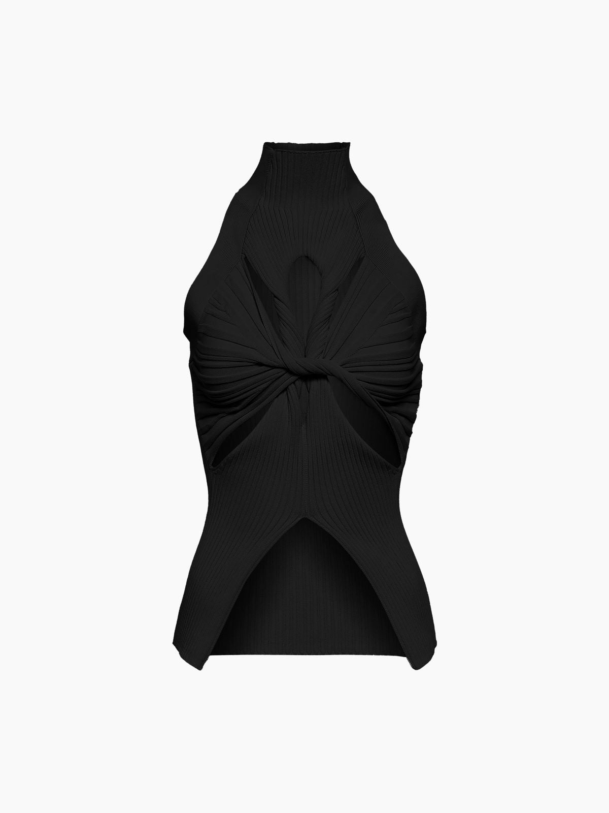 Anya | Geripptes Mockneck-Top mit Cutout