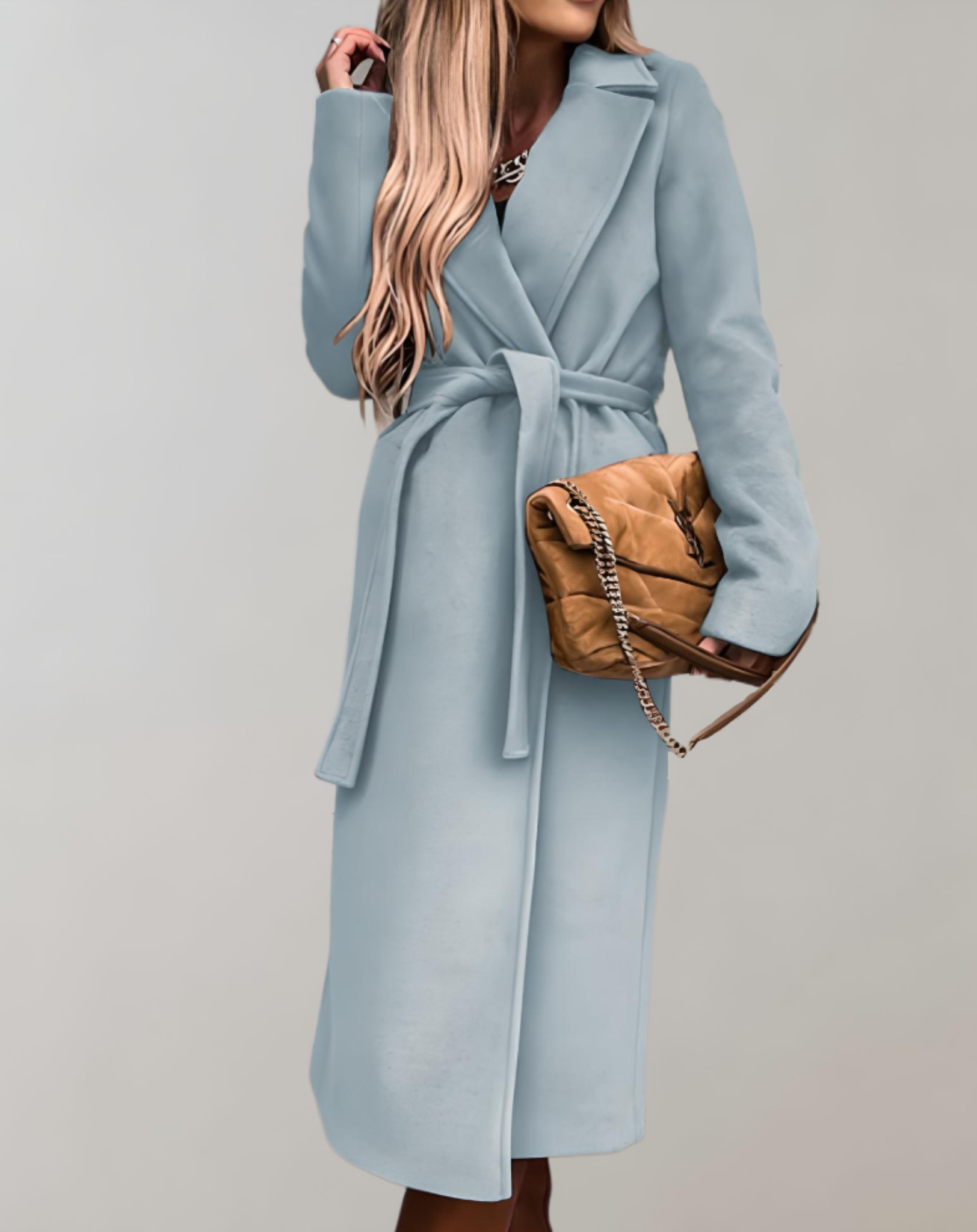 Jolanta | Damen Elegante Winter Gürtel Mantel | Lang