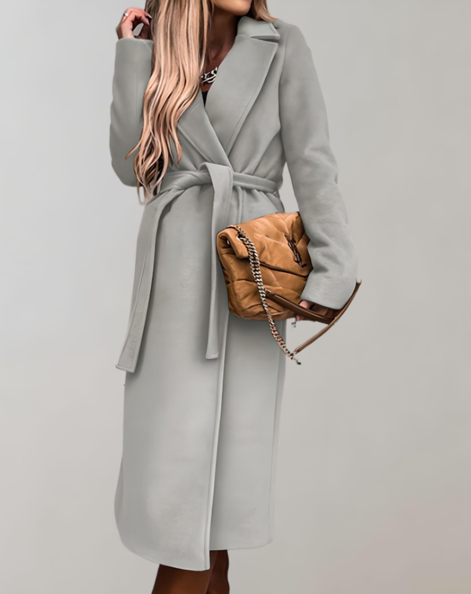 Jolanta | Damen Elegante Winter Gürtel Mantel | Lang