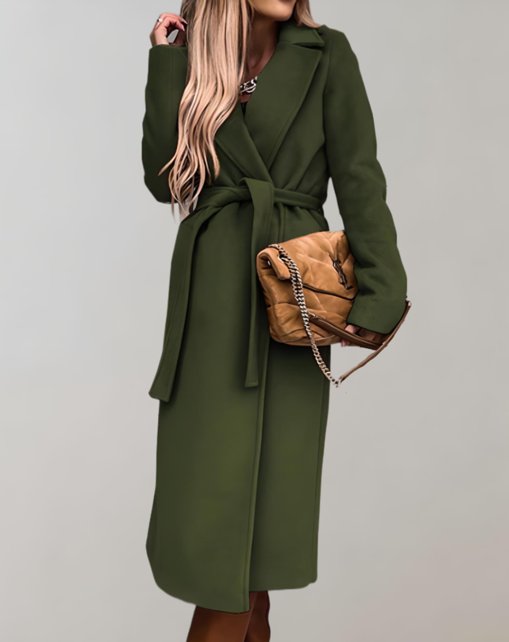 Jolanta | Damen Elegante Winter Gürtel Mantel | Lang
