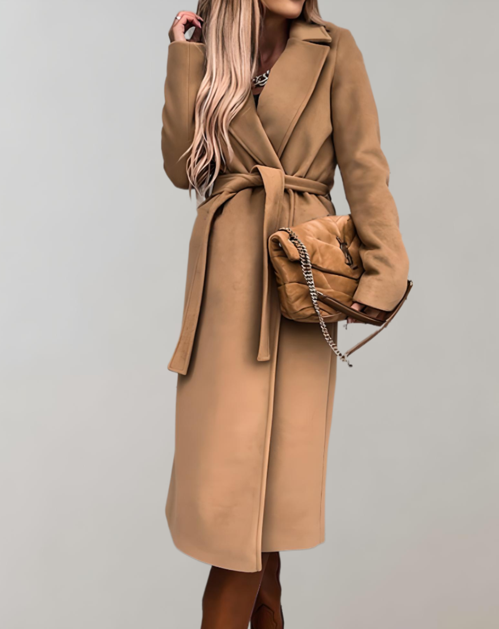 Jolanta | Damen Elegante Winter Gürtel Mantel | Lang