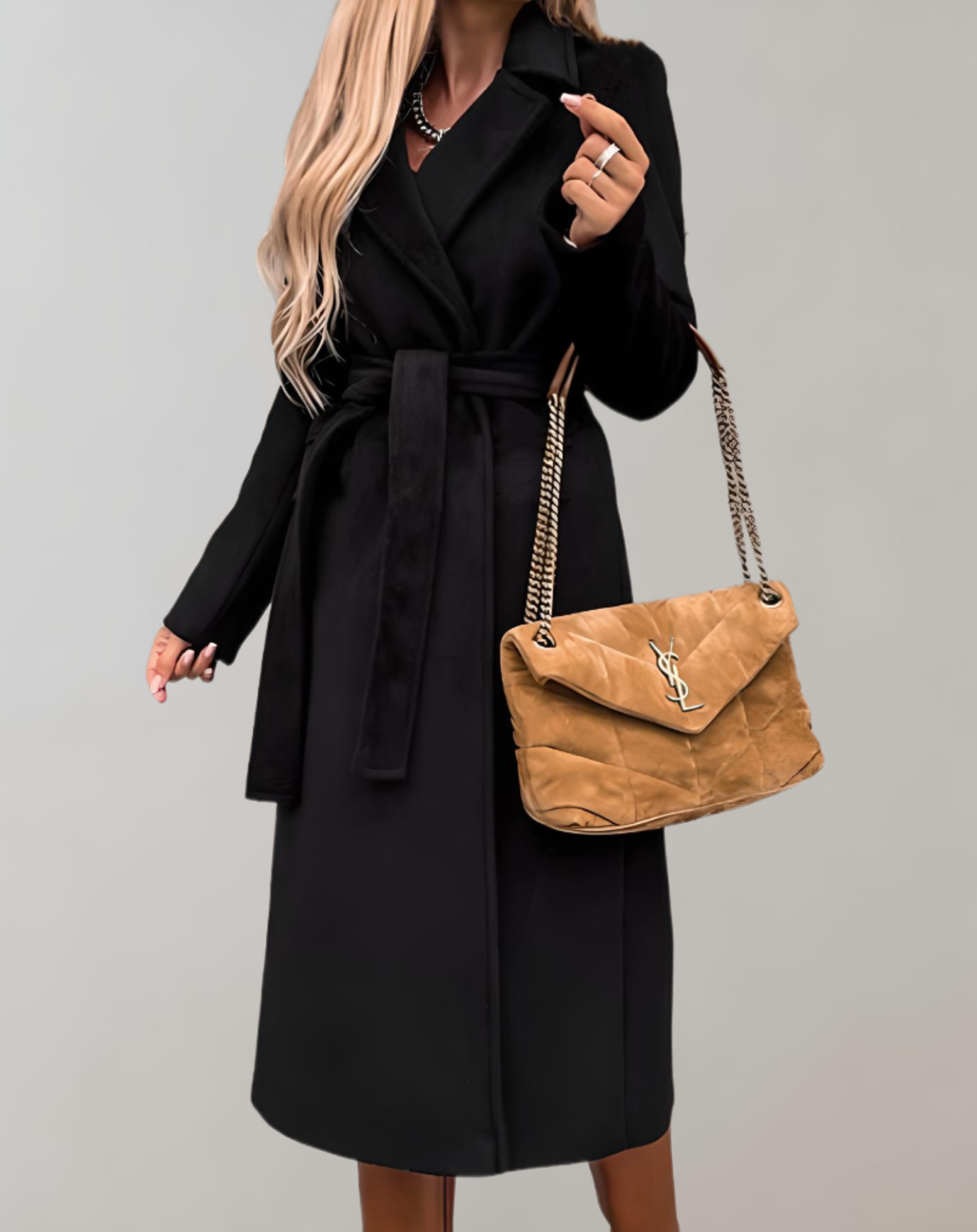 Jolanta | Damen Elegante Winter Gürtel Mantel | Lang
