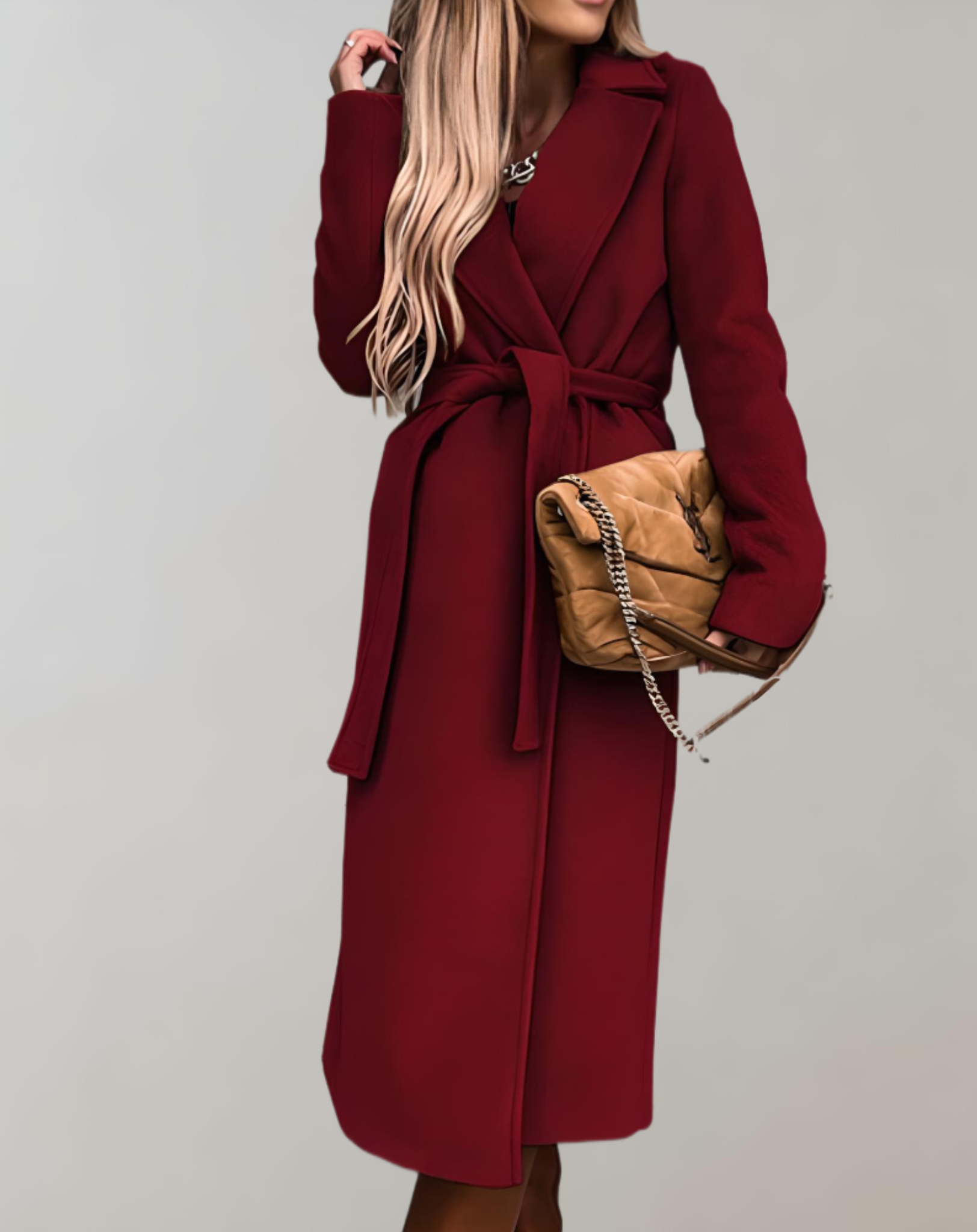 Jolanta | Damen Elegante Winter Gürtel Mantel | Lang