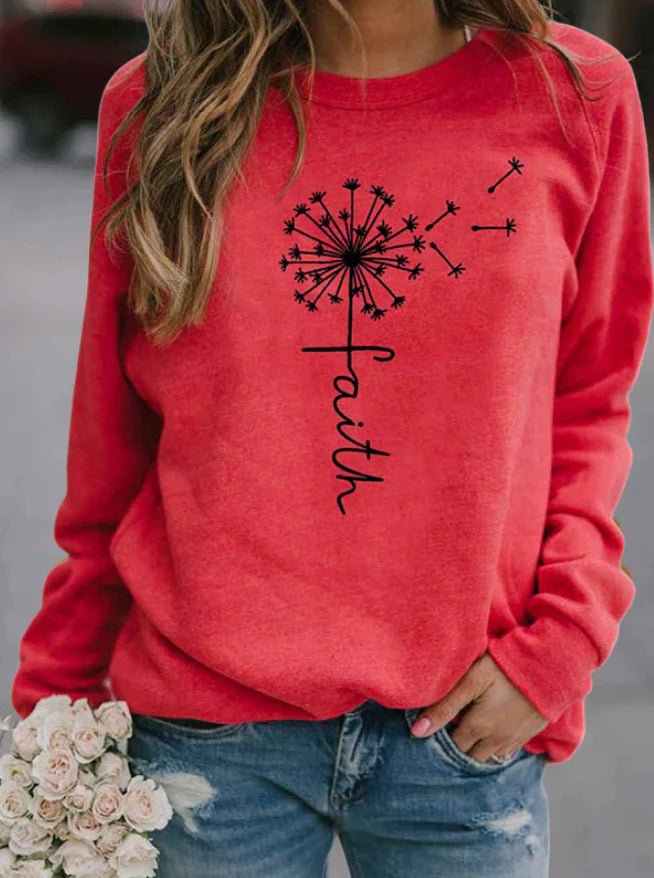 Lässiger Pullover für Damen mit Faith-Aufdruck