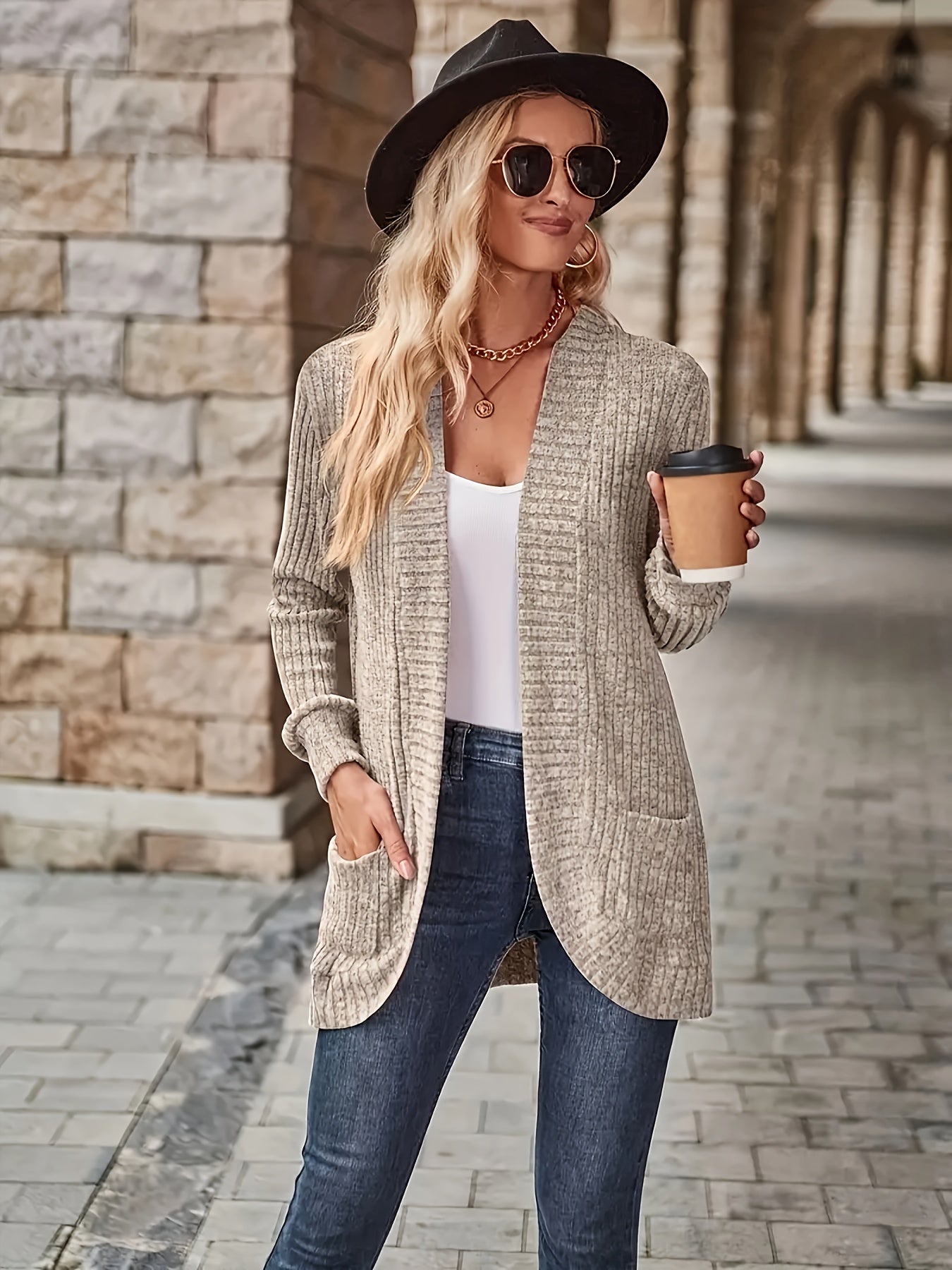Daisy - Lässige Herbst Strickjacke mit Taschen für Damen