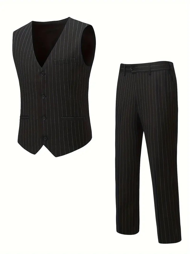 Formelles Set aus gestreifter Weste und Anzugshose