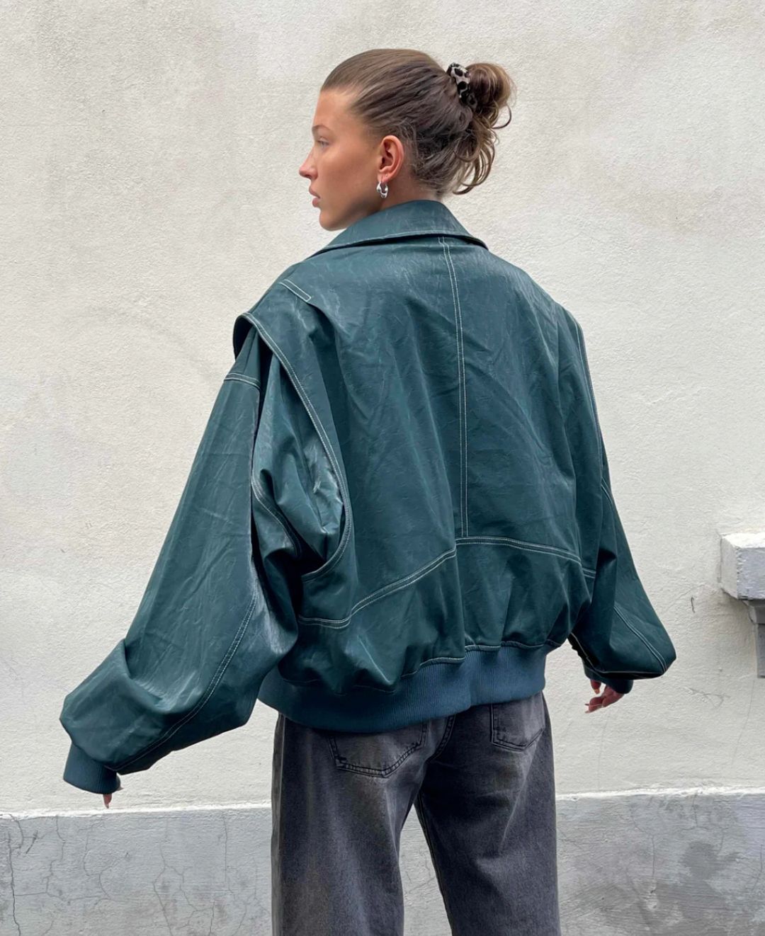 Claudia Vintage Wetterfeste Leder Bomberjacke für Damen