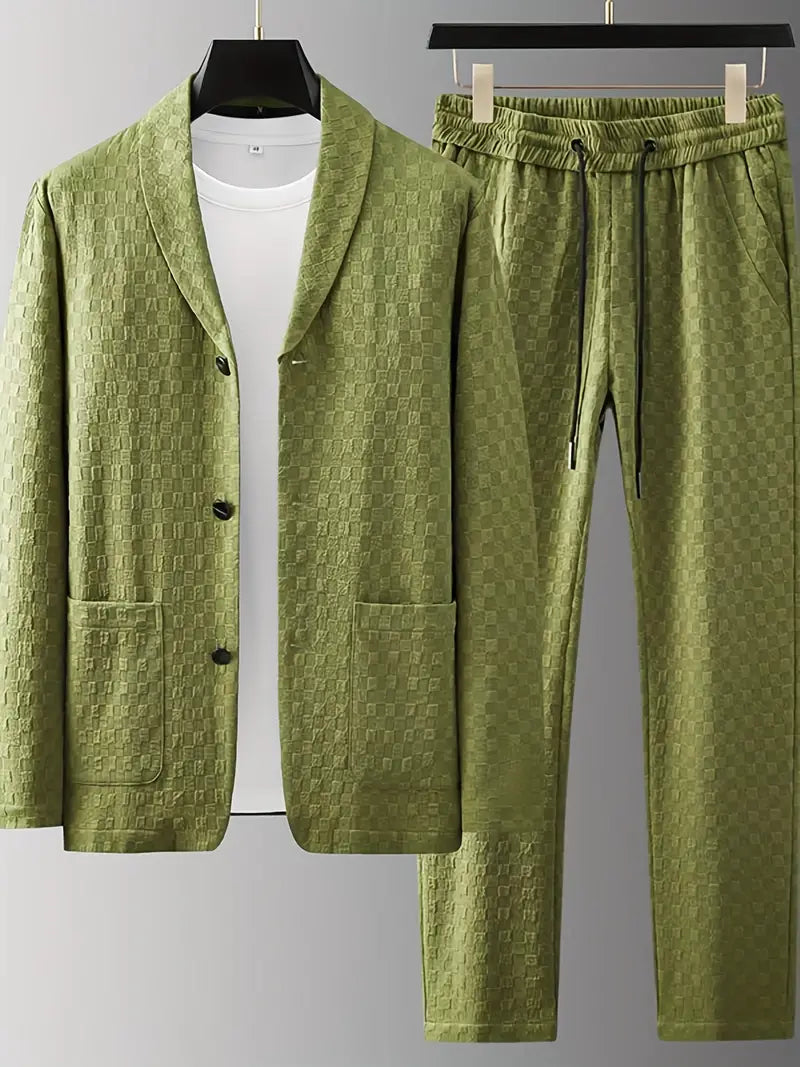 Lässige Mode Karierter Blazer & Anzugshose