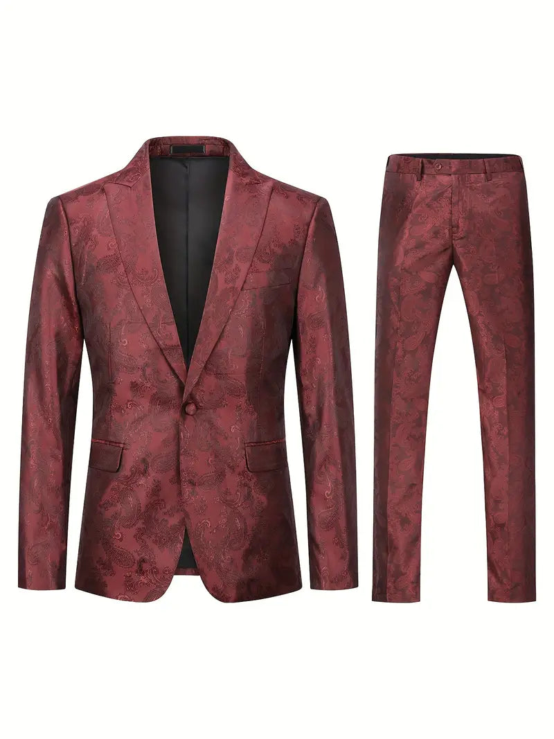 Jacquard 2-teiliges Anzug-Set Jacke mit einem Knopf und Anzugshose