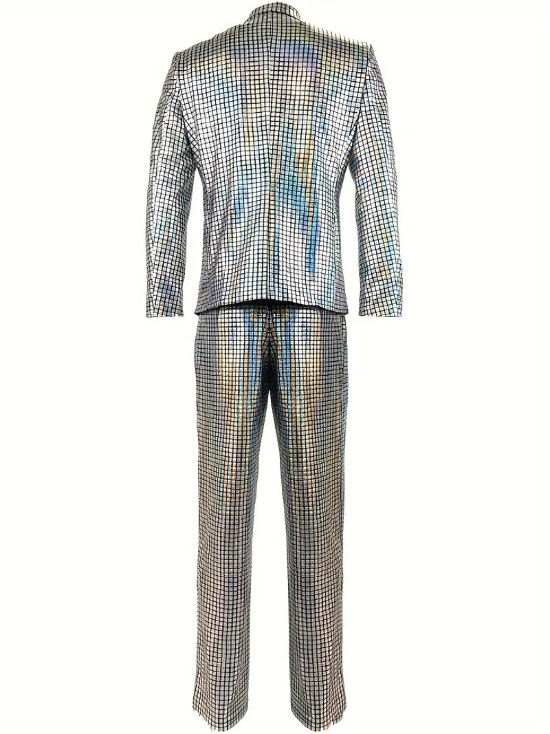 Eleganter, schicker, karierter Blazer mit glänzendem Muster