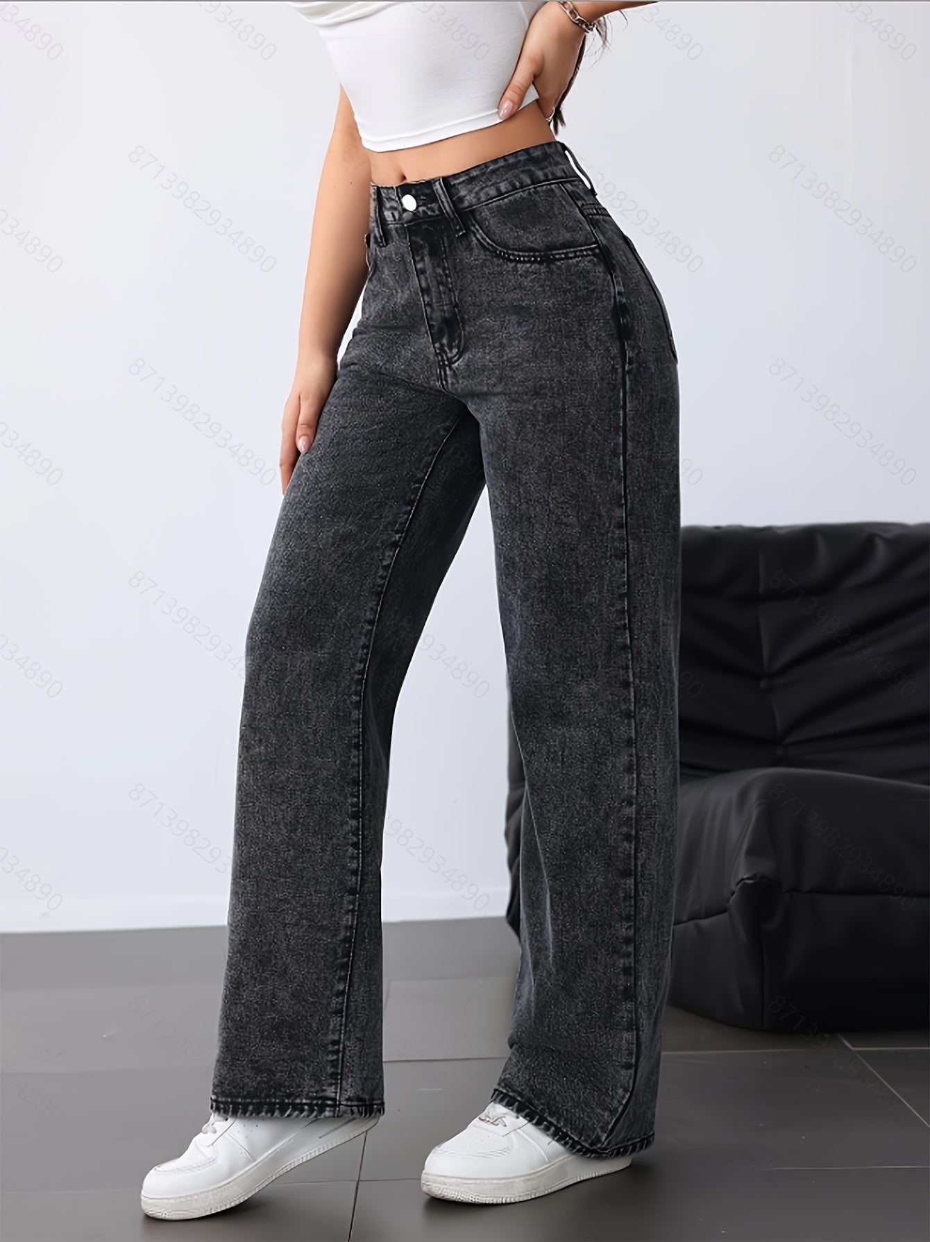 Weit geschnittene Hose | Vintage-Washed Look | Stylische Stickerei