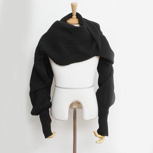 Wassti | Unisex Warmer Strickschal mit Ärmeln