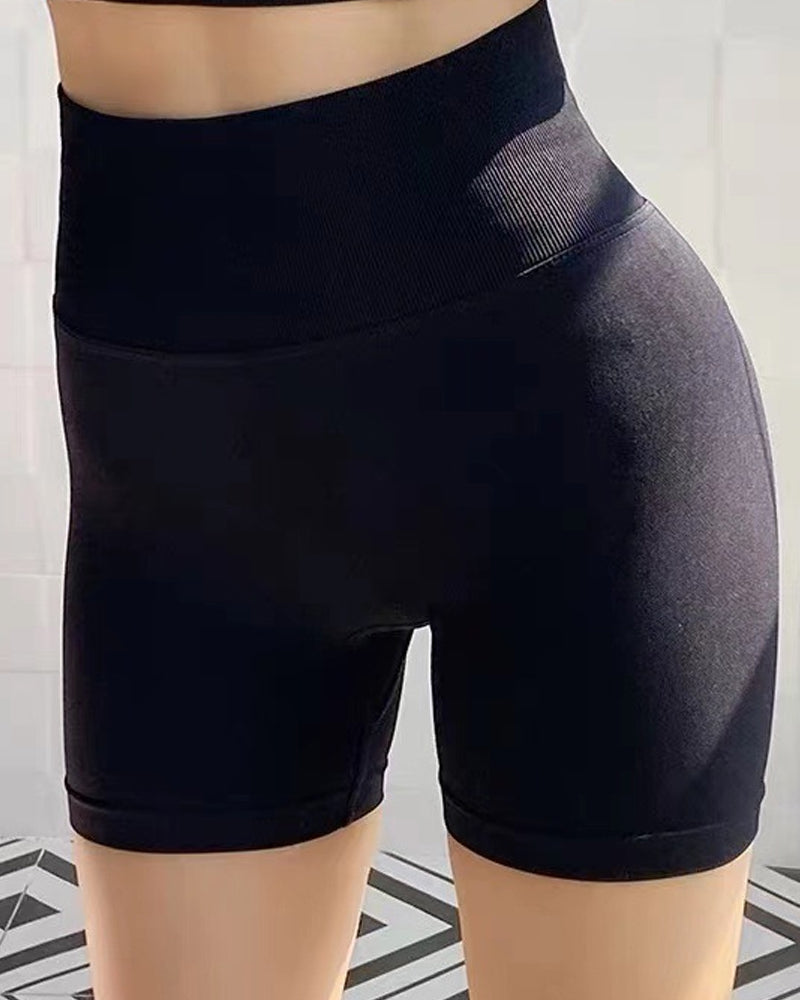 Yoga Shorts Nahtlos Bauchkontrolle Hohe Taille Pfirsich-Po