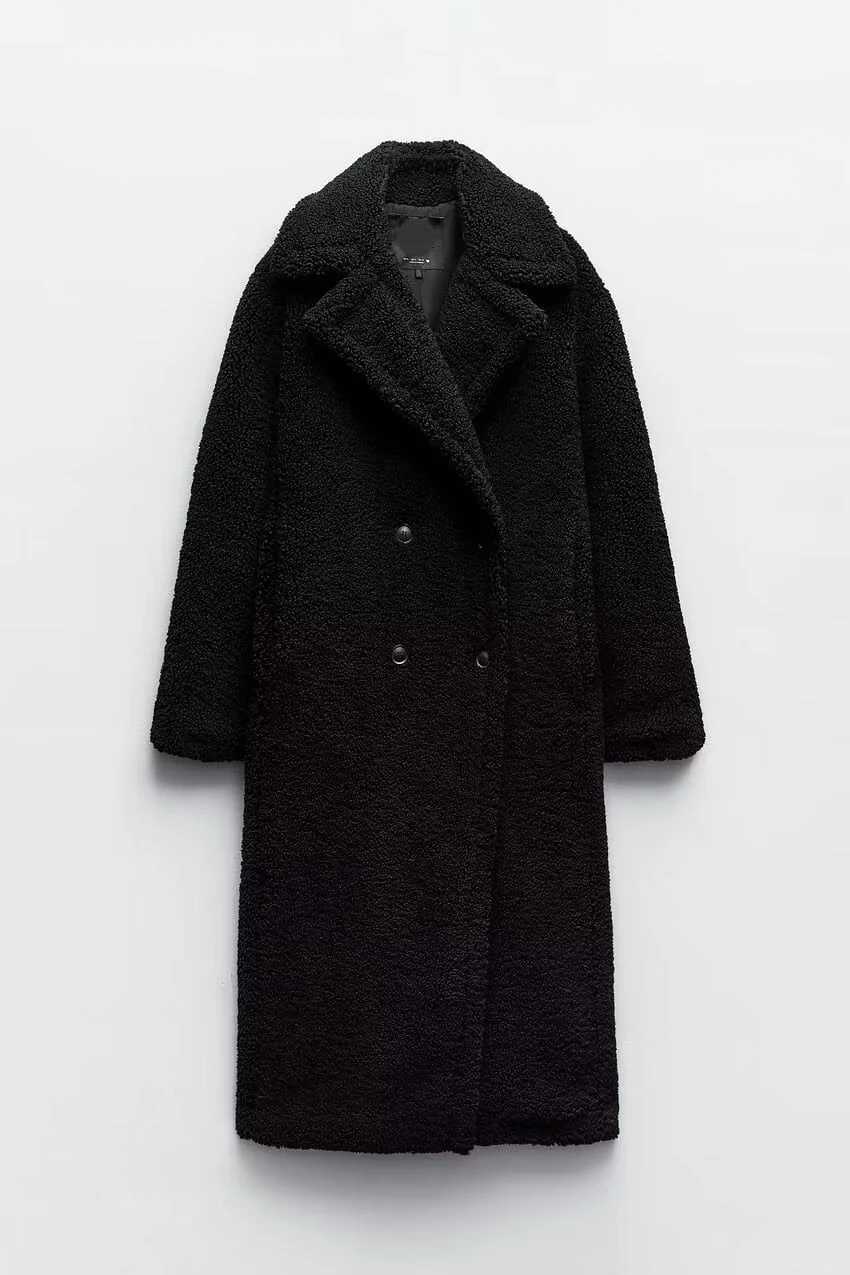 Langer Teddy Mantel Damen
