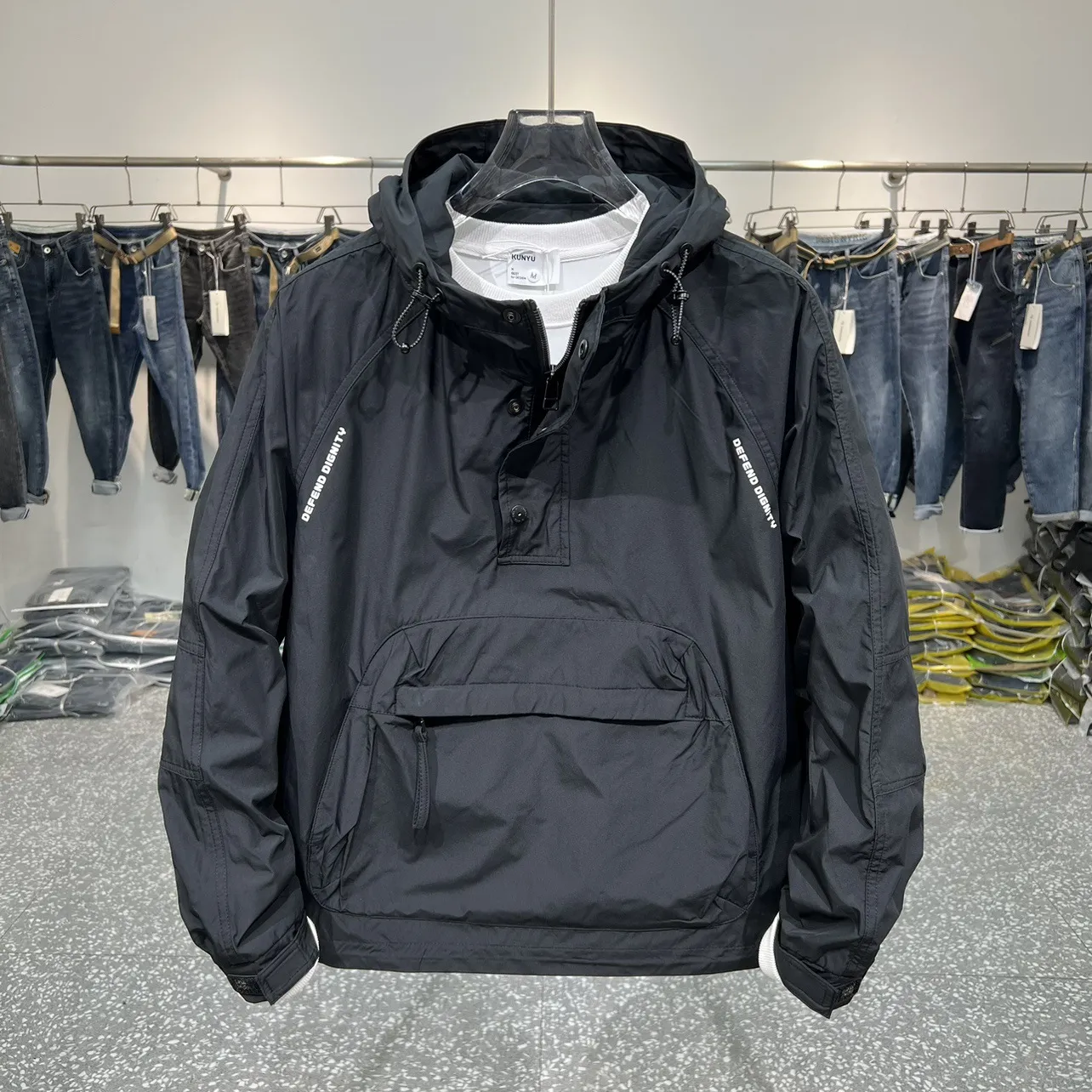 Kenny - herren kapuzenjacke mit halbem reißverschluss