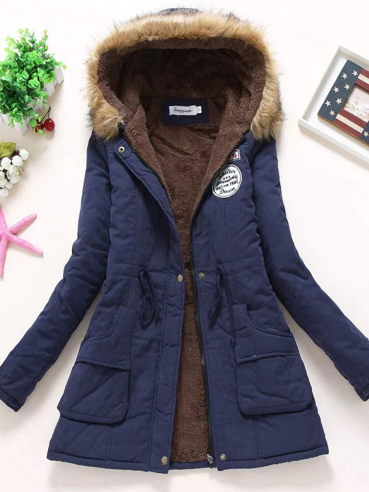 Evania - Damen-Kapuzenjacke mit Pelz