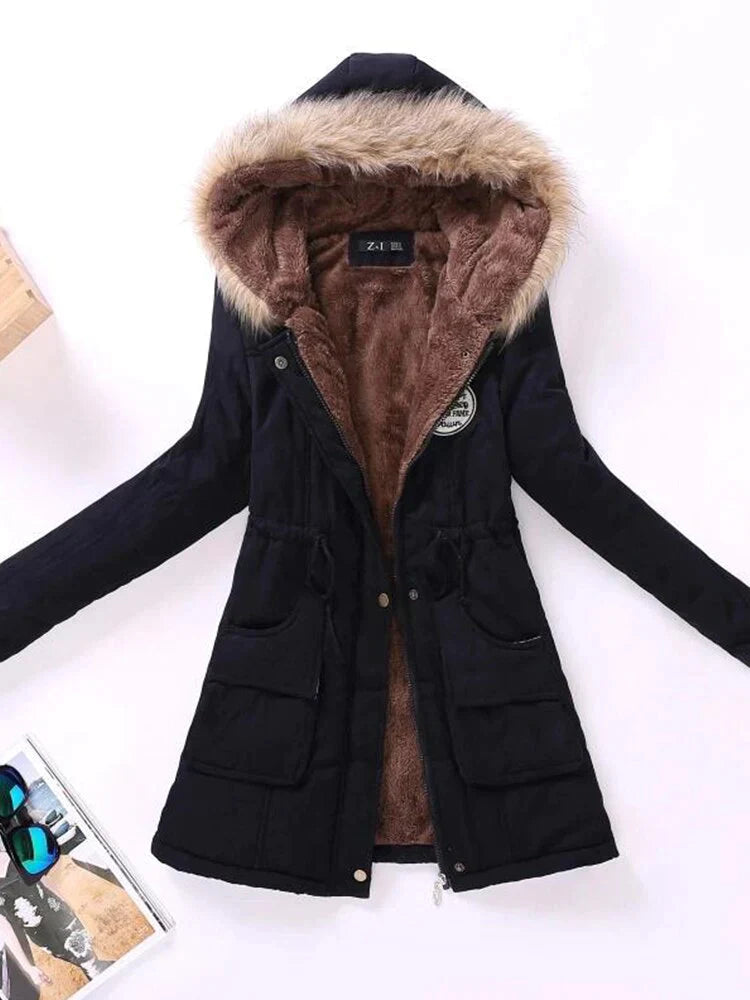 Evania - Damen-Kapuzenjacke mit Pelz