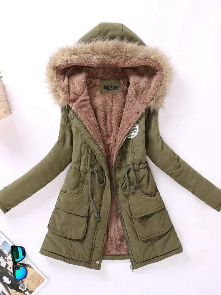 Evania - Damen-Kapuzenjacke mit Pelz