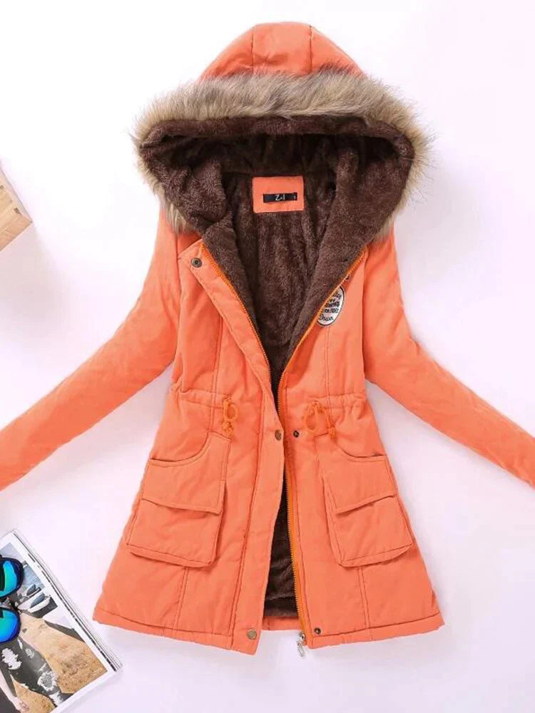 Evania - Damen-Kapuzenjacke mit Pelz