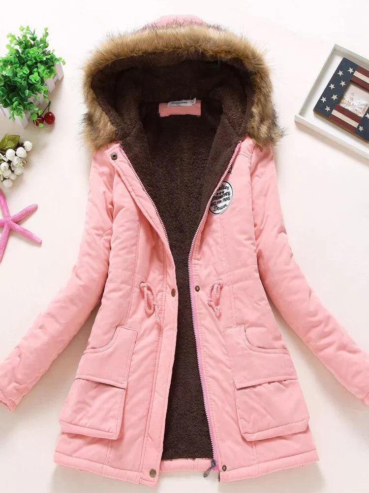 Evania - Damen-Kapuzenjacke mit Pelz