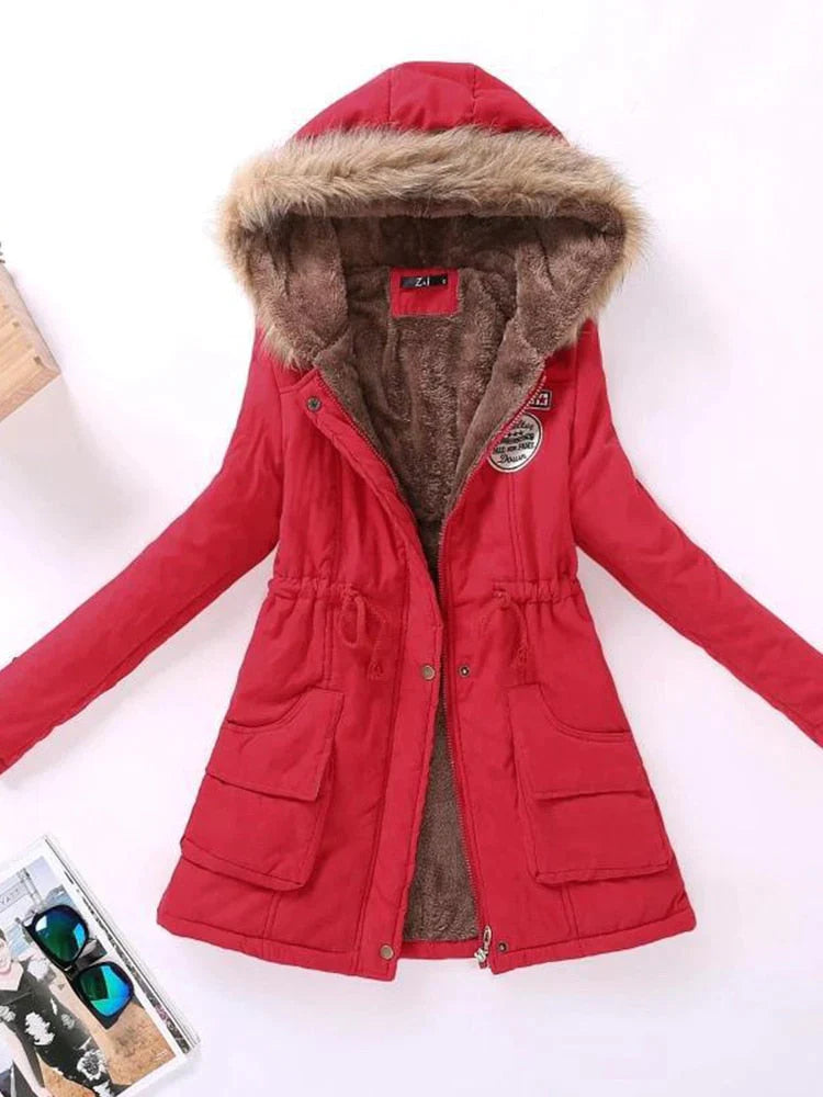 Evania - Damen-Kapuzenjacke mit Pelz