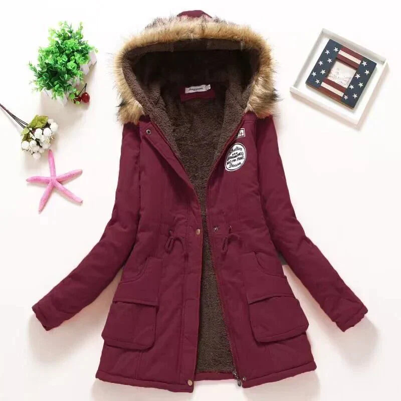 Evania - Damen-Kapuzenjacke mit Pelz