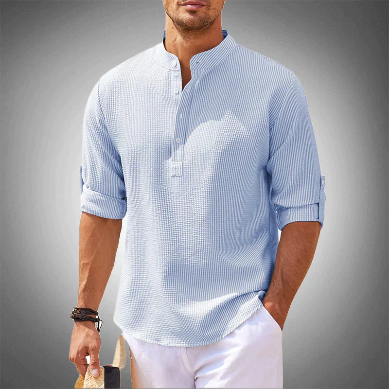 Herrenhemd Slim Fit Baumwolle - Atmungsaktives Langarm Hemd für Sommer und Freizeit