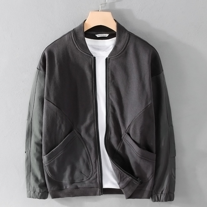 Benjie - Lässige Sommer Schwarze Baumwolljacke mit Großen Aufgesetzten Taschen für Herren