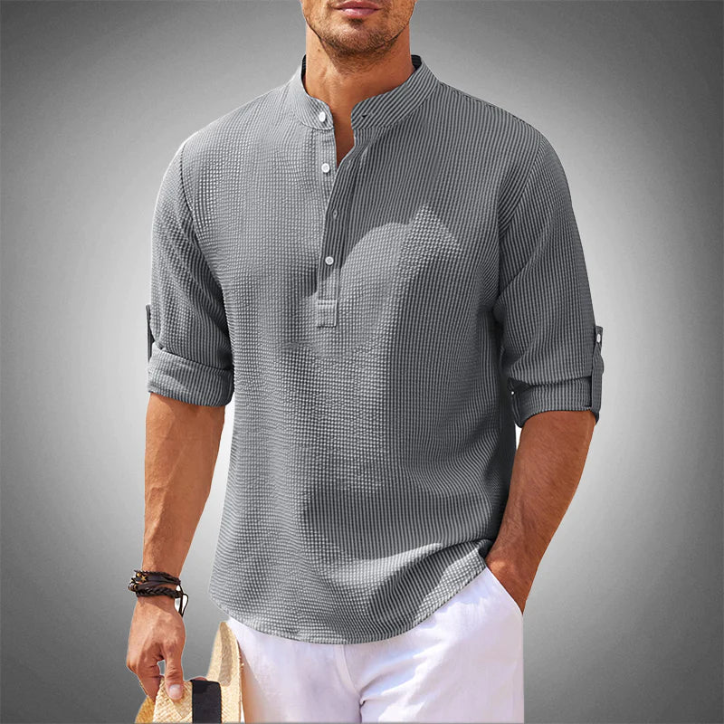 Herrenhemd Slim Fit Baumwolle - Atmungsaktives Langarm Hemd für Sommer und Freizeit
