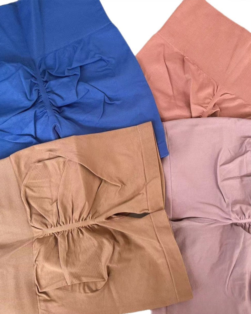Yoga Shorts Nahtlos Bauchkontrolle Hohe Taille Pfirsich-Po