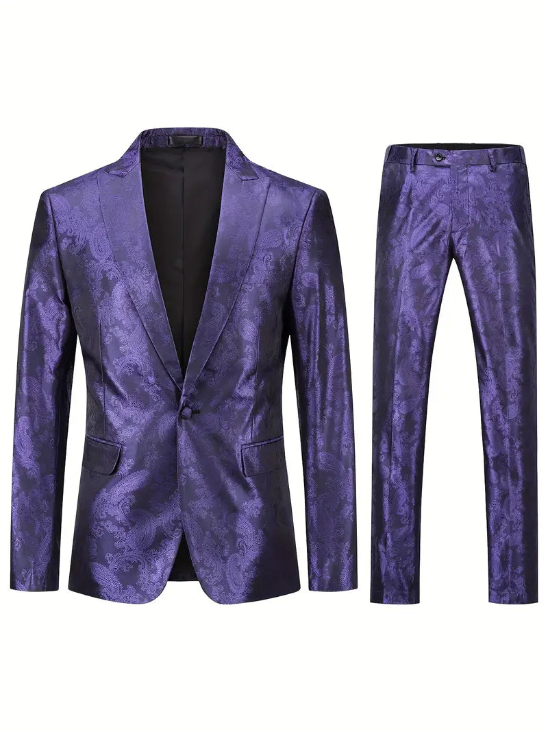 Jacquard 2-teiliges Anzug-Set Jacke mit einem Knopf und Anzugshose
