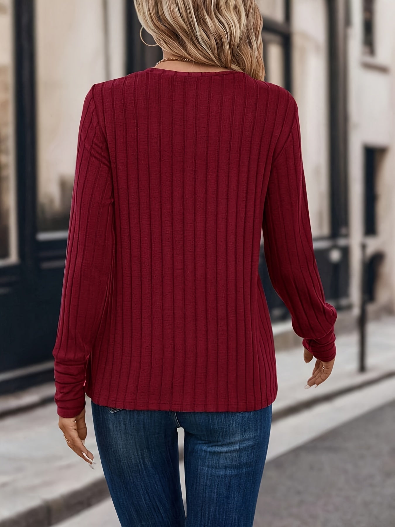 Eloise - Lässiges Herbst-/Winter-Rippen-Langarmshirt für Damen